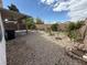 Gravel backyard area with covered patio and raised garden beds at 7062 Russell Ranch Ave, Las Vegas, NV 89113
