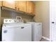 This laundry room features a Maytag washer and dryer and wooden cabinets at 115 Cora Hills Ct, Las Vegas, NV 89148