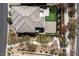 Overhead view of landscaped backyard, putting green, and patio at 257 Elder View Dr, Las Vegas, NV 89138