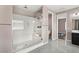Contemporary bathroom featuring a glass-enclosed shower with dual shower heads and modern fixtures at 257 Elder View Dr, Las Vegas, NV 89138
