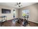 Bright exercise room with laminate floors, lots of natural light and exercise equipment at 257 Elder View Dr, Las Vegas, NV 89138