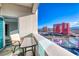 Balcony featuring two chairs, a small table, and views of Las Vegas at 2700 Las Vegas Blvd # 3501, Las Vegas, NV 89109