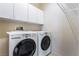 Laundry room equipped with white front load washer and dryer at 2739 Cramond St, Henderson, NV 89044
