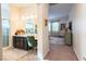 A modern bathroom showcasing a vanity with a makeup area, a shower and neutral decor at 408 Middlestone Ave, Henderson, NV 89011