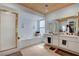 Bathroom with tub, glass shower, and double sink vanity at 6304 Peppermill Dr, Las Vegas, NV 89146