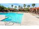 Inviting community pool with lounge chairs and cabanas, ideal for relaxation and outdoor enjoyment at 6650 W Warm Springs Rd # 2173, Las Vegas, NV 89118