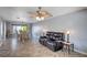 Spacious room featuring hardwood floors, ceiling fan, and comfortable seating at 902 Dianne Dr, Boulder City, NV 89005