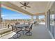 Enjoy the outdoors on this large balcony featuring ample seating and stunning views of the landscape at 9213 Las Manaitas Ave # 401, Las Vegas, NV 89144