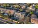 Birds-eye view showcasing the home with a private backyard pool, surrounded by mature landscaping at 205 Derwent Pl, Las Vegas, NV 89144