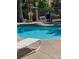 Inviting community pool with a lounge chair and lush landscaping at 232 Morgyn Ln # 6, Boulder City, NV 89005