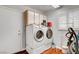 Laundry room features washer, dryer, and built in cabinets for storage at 2505 Palmridge Dr, Las Vegas, NV 89134