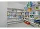Well-stocked walk-in pantry with ample shelving space for storage of food and household items at 6489 Crest Estates St, Las Vegas, NV 89131