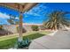 Lush backyard featuring a well-maintained lawn, attractive shrubs, and a beautiful palm tree at 1066 Vanlier Ln, Henderson, NV 89015