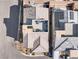 Aerial view showcasing the rooftop deck with patio furniture and city and mountain views at 10830 Space Odyssey Ave, Las Vegas, NV 89129