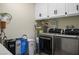 Modern laundry room with stainless steel appliances and ample storage space at 1410 E Serene Ave, Las Vegas, NV 89123