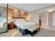 Beautiful bedroom with a plush bed, stylish decor, and a glimpse of the bathroom at 145 E Harmon Ave # 2411, Las Vegas, NV 89109