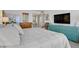 A spacious bedroom features a large bed, dresser and mounted TV at 205 E Harmon Ave # 306, Las Vegas, NV 89169
