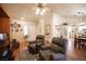 A spacious open floorplan joins the living room and dining area in the home at 2737 Tumble Brook Dr, Las Vegas, NV 89134