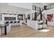 Large kitchen and dining area featuring modern design and an open floor plan at 3038 Villanelle Ave, Henderson, NV 89044