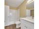 Bathroom with tub and single vanity sink at 698 S Racetrack Rd # 412, Henderson, NV 89015