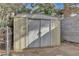 Close-up of the outdoor storage shed, offering practical solutions for gardening tools or seasonal items at 1225 S 15Th St, Las Vegas, NV 89104