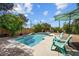 Relaxing backyard with pool, hot tub, and lounge chairs for enjoying sunny days and outdoor living at 2447 Tournament St, Las Vegas, NV 89142