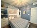 Cozy bedroom with a stylish Murphy bed, storage cabinets, and a blue accent wall at 2922 Tranquil Brook Ave, Henderson, NV 89044