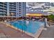 A large community pool features city views and plenty of space for relaxation at 200 W Sahara Ave # 2211, Las Vegas, NV 89102