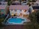 An aerial view of the backyard showing a swimming pool and outdoor patio at 2445 Antler Point Dr, Henderson, NV 89074