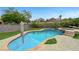 Inviting backyard pool and spa, surrounded by lush landscaping, artificial turf, and a decorative stone retaining wall at 1547 Harwood Ave, Henderson, NV 89012