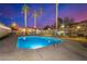 A community pool, lit up at night, is surrounded by palm trees at 2110 Sleepy Ct, Las Vegas, NV 89106