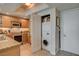 Modern kitchen with stainless steel appliances and convenient laundry closet at 222 Karen Ave # 1804, Las Vegas, NV 89109