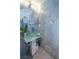 Stylish bathroom with blue marble wall, glass bowl sink, and unique modern design at 2649 Golden Sands Dr, Las Vegas, NV 89128