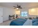 Bright bedroom with recessed lighting, a fan and large windows at 2649 Golden Sands Dr, Las Vegas, NV 89128