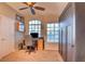 Bedroom featuring a ceiling fan, vaulted ceilings, and built-in wardrobe at 4517 Inez Dr, Las Vegas, NV 89130
