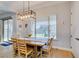 Inviting dining area with a view to the outdoors and contemporary lighting for a warm atmosphere at 7256 Bugler Swan Way, North Las Vegas, NV 89084