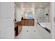 Spacious bathroom with vanity and large mirror at 125 E Harmon Ave # 2220, Las Vegas, NV 89109