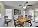 Cozy dining area featuring a wooden table and views of the landscaped backyard at 2105 High Mesa Dr, Henderson, NV 89012