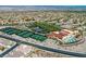 An aerial view of the community highlighting the recreation center, tennis courts and pools at 2156 Shadow Canyon Dr, Henderson, NV 89044