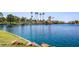 Expansive lake view showcasing serene waters and palm-lined shores, offering a tranquil community atmosphere at 2908 Reef Bay Ln, Las Vegas, NV 89128