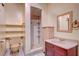 Bathroom featuring a shower and vanity with stylish fixtures at 3015 Duneville St, Las Vegas, NV 89146