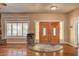 Inviting entryway features double doors, stone accents, and hardwood floors at 3015 Duneville St, Las Vegas, NV 89146