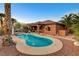 Beautiful in-ground pool with a covered patio, perfect for outdoor living and relaxation at 8113 Bay Colony St, Las Vegas, NV 89131