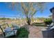 Backyard featuring lawn chairs with mountain views at 1372 Couperin Dr, Henderson, NV 89052