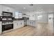 Modern kitchen boasts sleek white cabinets, stainless steel appliances, and a stylish black backsplash at 824 N 20Th St, Las Vegas, NV 89101