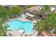 Aerial view of the community pool, spa, and surrounding amenities at 950 Seven Hills Dr # 124, Henderson, NV 89052