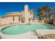 Inviting backyard pool with a soothing spa surrounded by desert landscaping and a private block wall at 124 Countrywood Cir, Las Vegas, NV 89107