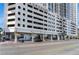 Building exterior showing the parking and architectural details, offering easy access and a unique design at 150 N Las Vegas Blvd # 818, Las Vegas, NV 89101