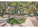 Outdoor area featuring picnic tables, charcoal grills, artificial turf, and lush landscaping at 220 E Flamingo Rd # 402, Las Vegas, NV 89169