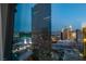 Stunning city view from window with hotels and casinos in the background at twilight at 3726 Las Vegas Blvd # 2605, Las Vegas, NV 89158